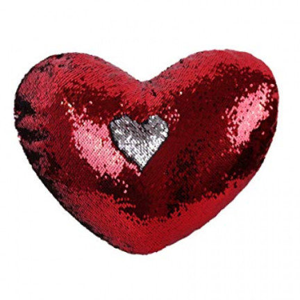 48329S KISSEN HERZ PAILLETTEN SILBER VALENTINSTAG