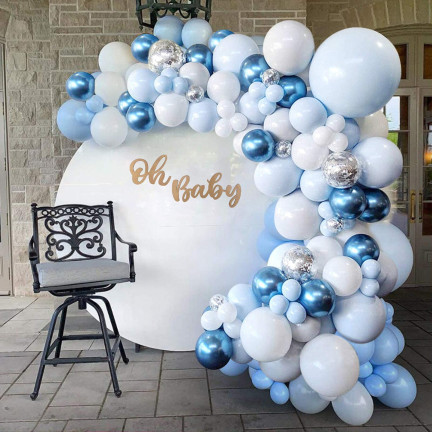 TG66238 GROSSE BALLONGIRLANDE LUFTBALLONS BLAU KONFETTI GEBURTSTAGSKIND SET