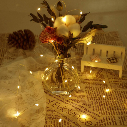 TG66263-2 WEIHNACHTSLICHTER AUF EINER SCHUBLADE 80 LED-LICHTER MICRO GARLAND WEISS AA