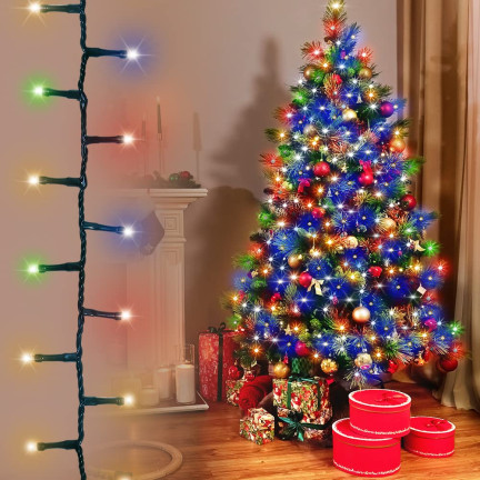 LED-Lichterkette 500 L, mehrfarbig, Weihnachtsbaum, weihnachtlich, für den Außen- und Innenbereich, 3+25 m