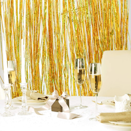 TG66229-2 GOLDFOLIE VORHANG DEKORATION SILVESTER HOCHZEIT FOTOSTAND HINTERGRUND