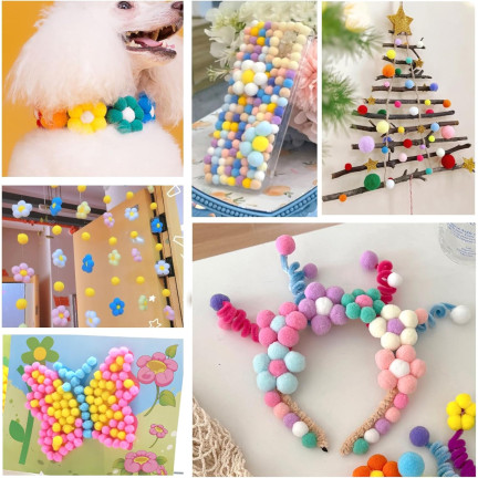 TG80413 DEKORATIVE POMPONS PASTELL MINI MIX 1-3CM 450STK