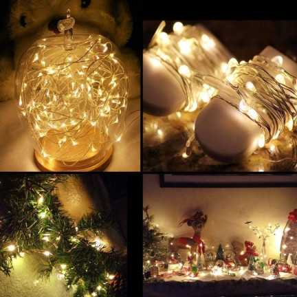 TG66263-2 WEIHNACHTSLICHTER AUF EINER SCHUBLADE 80 LED-LICHTER MICRO GARLAND WEISS AA