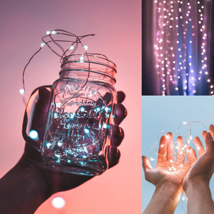 TG66259-1 WEIHNACHTSLAMPE AUF EINER DROGE 10 LED MIKRO GIRLANDS KALTWEISS + Batterien