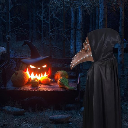 Maske des Pestdoktors, Steampunk, mit langem Schnabel, Kostüm, Halloween