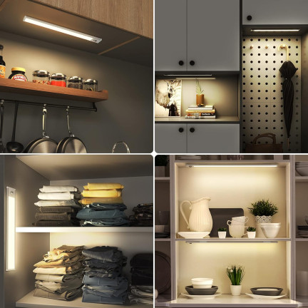 Selbstklebende Lampe mit Bewegungsmelder, Unterbauleuchte, für Schränke und Kleiderschränke, weiß, 1 Stück