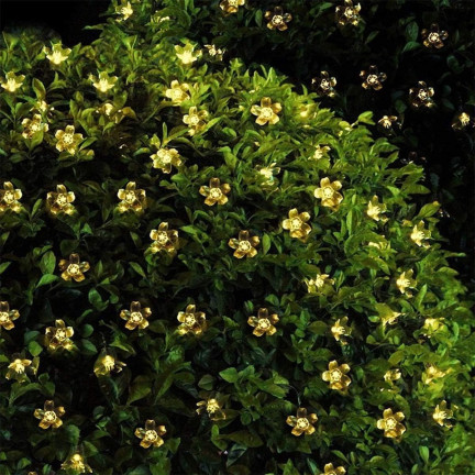 Solarlichter, Blumen, 30 LEDs, Länge 6,5 m, 8 Leuchtmodi, warmweiß