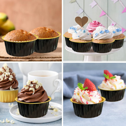 TG80292-2 GOLD UND SCHWARZ MUFFIN TASSEN CUPCAKE LINERS 50PCS