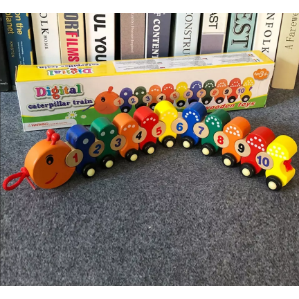 TG67019 Holzzug mit Raupenkette – Lernpuzzle zum Erlernen der Zahlen