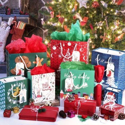 BAG8607 WEIHNACHTSGESCHENK TASCHE WEISS UND ROT 44X31X12