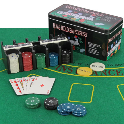 ZW33 Poker-Set, 200-teilig, mit Spielmatte und Texas-Karten