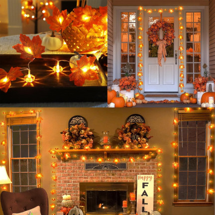LED-Lichter in Blattform, Herbstkürbisse, 10 LEDs, batteriebetrieben, Halloween, Dekoration