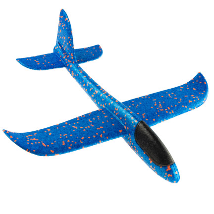 9137 – Perfektes Styroporflugzeug, 47 cm, Segelflugzeug, Wurfspielzeug, groß, blau