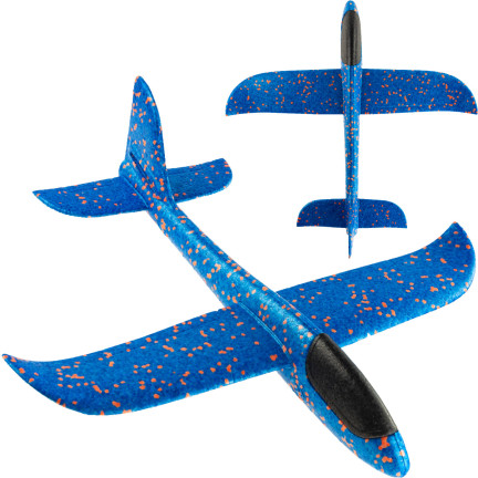 9137 – Perfektes Styroporflugzeug, 47 cm, Segelflugzeug, Wurfspielzeug, groß, blau