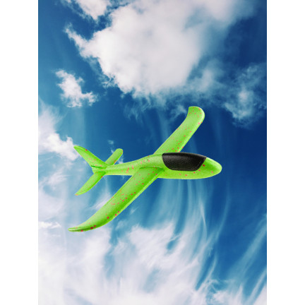 9139 Styropor-Flugzeug, Segelflugzeug, Wurfspielzeug, groß, XXL, grün, ohne Beleuchtung
