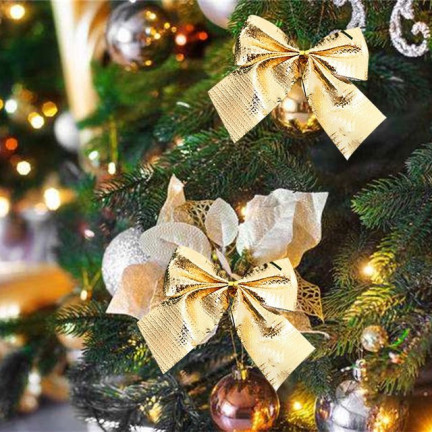 TG59773-2 BÖGEN 12TLG GOLD GLITTER WEIHNACHTSBAUM DEKORATIV BÖGEN SET