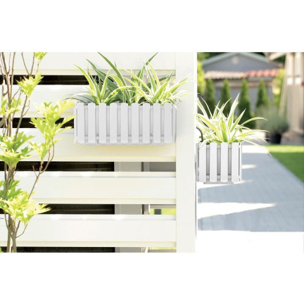 DDEF400W-S449 Balkonkasten, Pflanzkübel für Balkon, Geländer, Terrasse, weiß