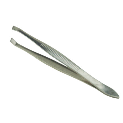 AG575 KOSMETISCHE SCHRÄGE PINZETTE FÜR KÖRPER AUGENBRAUEN ANPASSUNG STAHL GEBOGEN SILBER