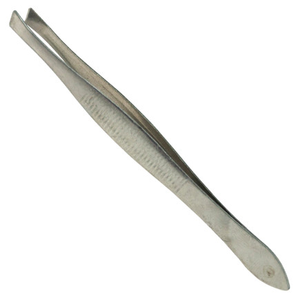 AG575 KOSMETISCHE SCHRÄGE PINZETTE FÜR KÖRPER AUGENBRAUEN ANPASSUNG STAHL GEBOGEN SILBER