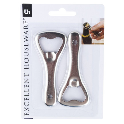 AMS24630 KPL 2PCS. METALL-FLASCHENÖFFNER TRADITIONELL MASSIV FÜR BIERDECKEL 9CM