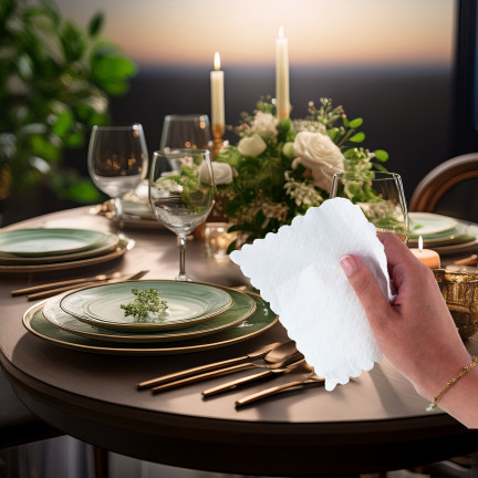 ARP7621, 200er-Pack Servietten, weiße Gastronomieservietten mit gezacktem Rand