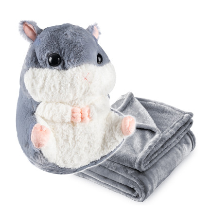 B48X HAMSTER DECKE KISSEN 2IN1 KUSCHELIG MASKOTTCHEN GROSS FÜR KINDER REISE PLÜSCH