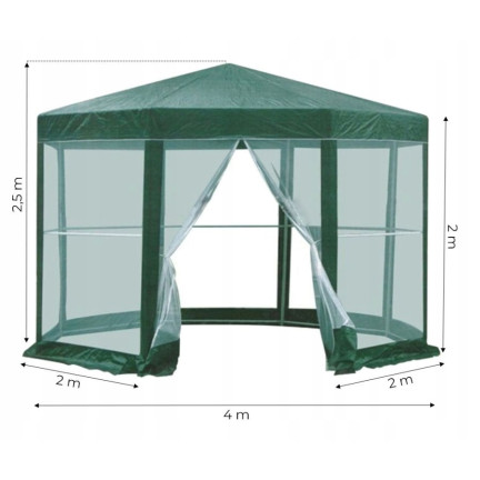 TG77596-1 GARTENZELT KOMMERZIELLER PAVILLON 6 WÄNDE MIT MOSKITONETZ GAZEBO FÜR DIE GARTENTERRASSE