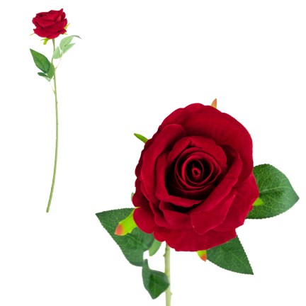 CV17916-10 EINZELNE ROSE SAMT WIE LEBEN KÜNSTLICH KASTANIENBRAUN