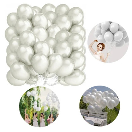 TG53243-4 LUFTBALLONS 100PCS PERLE WEISS HOCHZEIT KOMMUNION GEBURTSTAG