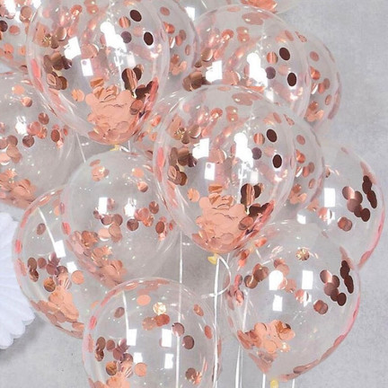 TG66226-2 KONFETTI BALLONS 100 TRANSPARENT KONFETTI ROSE ROSA GEBURTSTAG HOCHZEIT
