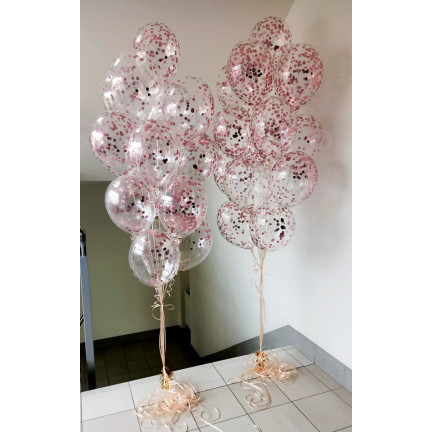 TG66226-2 KONFETTI BALLONS 100 TRANSPARENT KONFETTI ROSE ROSA GEBURTSTAG HOCHZEIT