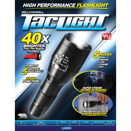 Taktische Taschenlampe mit Zoomfunktion, 5 Leuchtmodi, Taclight, 13 cm