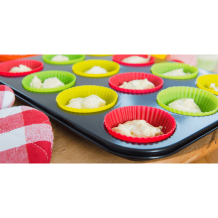 DD47 SILIKON-MUFFINFORMEN MUFFIN-SET MIT 12 STÜCK ZUM BACKEN