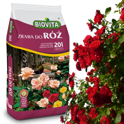 Rosenerde, Blumenerde zum Umtopfen, Spezialerde mit Perlit, Biovita 20 l