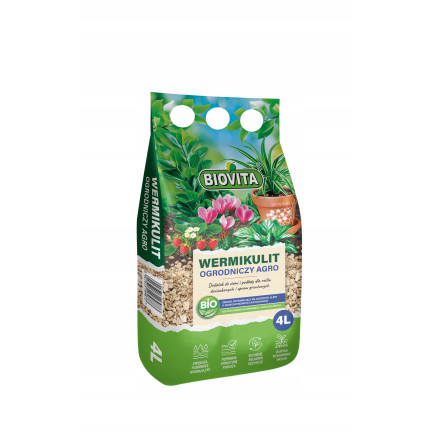Vermiculit für den Garten, Bodenzusatz, Bodenlockerung, Biovita, 4 l, 1–5 mm