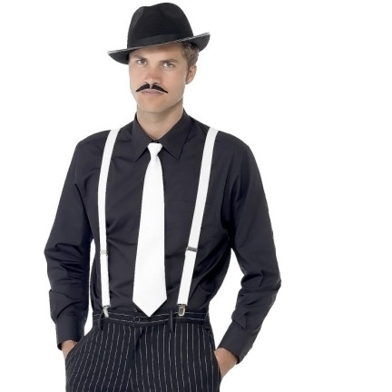 BQ6B EMO WEISS JAPAN HOSEN HOSENTRÄGER MÄNNER BREIT FÜR DRESS UP