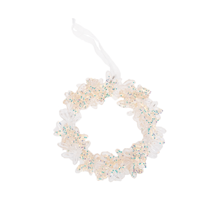 C04940 Acryl-Anhänger in Form einer Christbaumkugel mit Glitzerkranz für den Weihnachtsbaum oder die Tür
