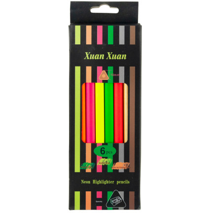C122203 NEONFARBENE DREIECKIGE BUNTSTIFTE 6 STK. + TEMPERER