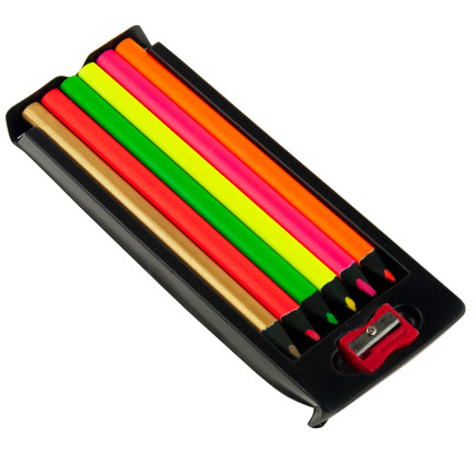 C122203 NEONFARBENE DREIECKIGE BUNTSTIFTE 6 STK. + TEMPERER