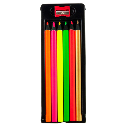 C122203 NEONFARBENE DREIECKIGE BUNTSTIFTE 6 STK. + TEMPERER