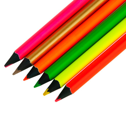 C122203 NEONFARBENE DREIECKIGE BUNTSTIFTE 6 STK. + TEMPERER