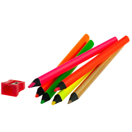C122203 NEONFARBENE DREIECKIGE BUNTSTIFTE 6 STK. + TEMPERER