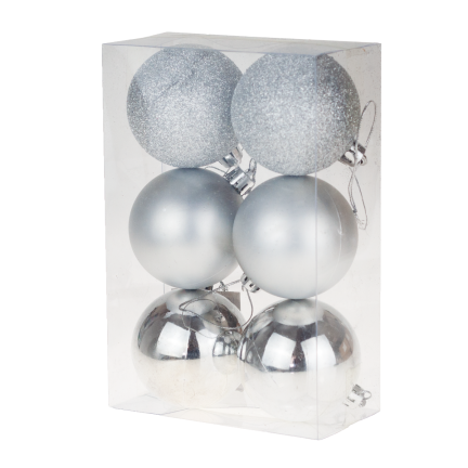 TG63172-1 SILBERBOMBEN CHOINK SET 6cm 6PERSONEN NON-BREAKING CHOIN BOMBES