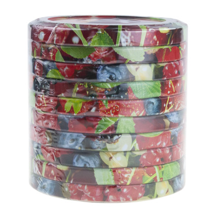 Set mit 10 Deckeln und Verschlüssen für Gläser und Einmachgläser, Durchmesser 66 mm, Obstmischung