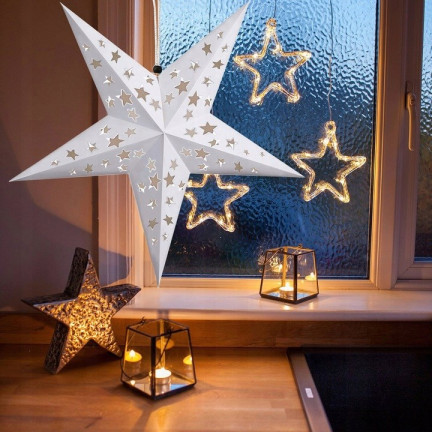  TG59707-1 GROSSER HECK FALTBAR WEIHNACHTEN GLASMALEREI PAPIER WEIHNACHTSSTERN