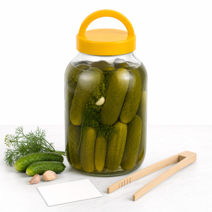 CHOM300/A 3L EINMACHGLAS ZUM EINLEGEN VON GURKEN UND KOHL MIT DECKEL UND ZANGE
