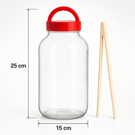 CHOM300/A 3L EINMACHGLAS ZUM EINLEGEN VON GURKEN UND KOHL MIT DECKEL UND ZANGE