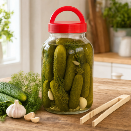 CHOM300/A 3L EINMACHGLAS ZUM EINLEGEN VON GURKEN UND KOHL MIT DECKEL UND ZANGE