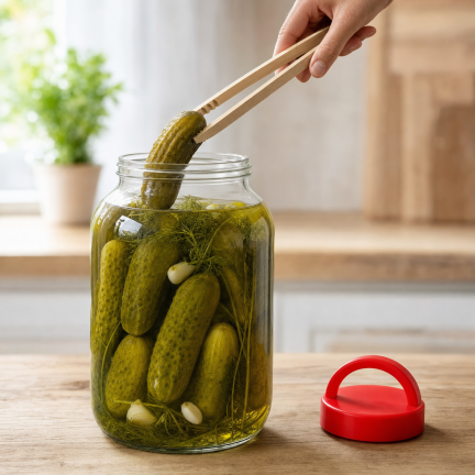 CHOM300/A 3L EINMACHGLAS ZUM EINLEGEN VON GURKEN UND KOHL MIT DECKEL UND ZANGE