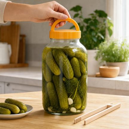 CHOM300/A 3L EINMACHGLAS ZUM EINLEGEN VON GURKEN UND KOHL MIT DECKEL UND ZANGE